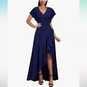 Navy Blue High Low Maxi Dress